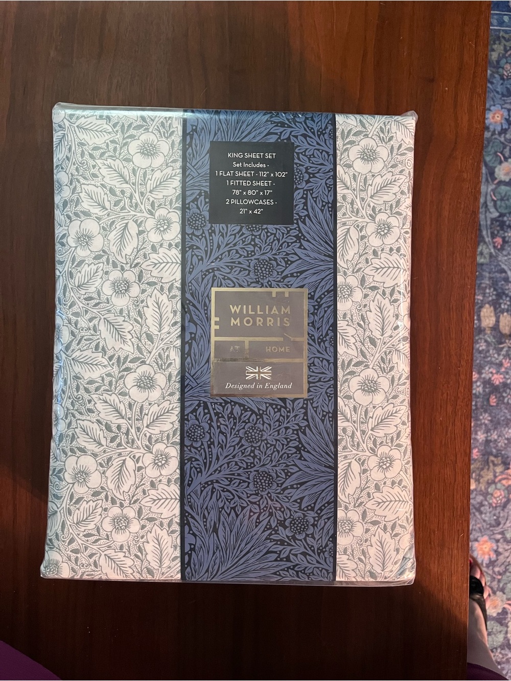 NWT William Morris Home King Sheet Set in Light Blue Floral